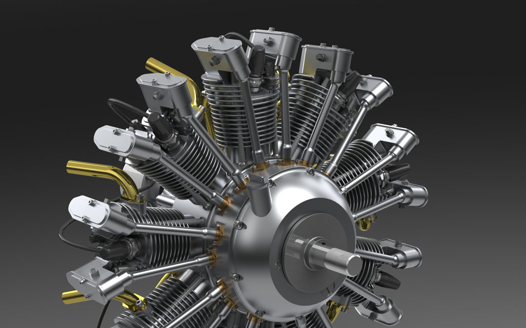 Olsryd 9 cylinder radial engine in SolidWorks  myheadontheblog